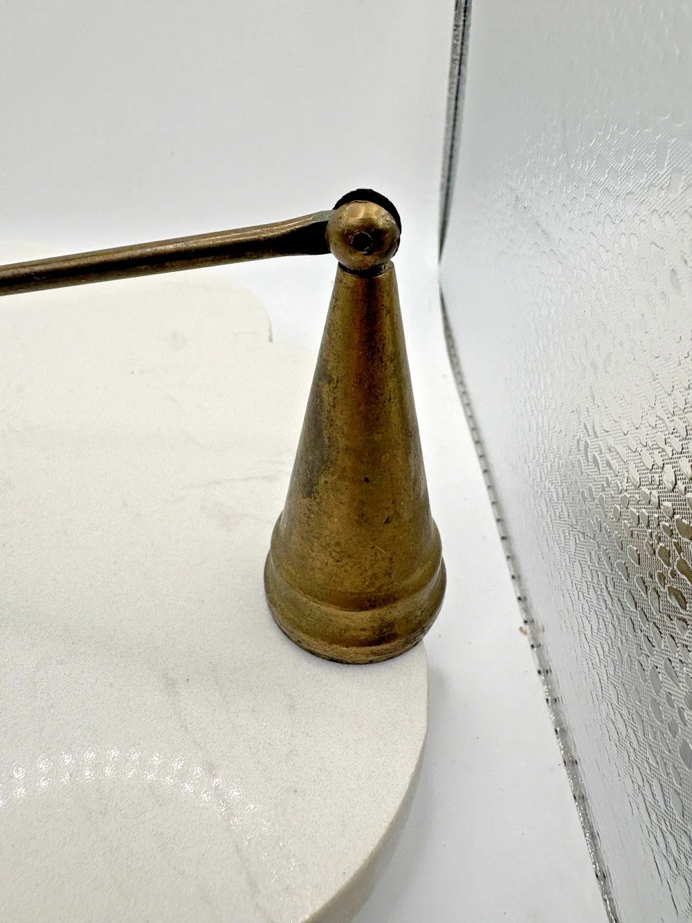 Brass Candle Snuffer Hinged Cone Snuff 2.5